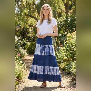Tryst Indigo and White Maxi Skirt